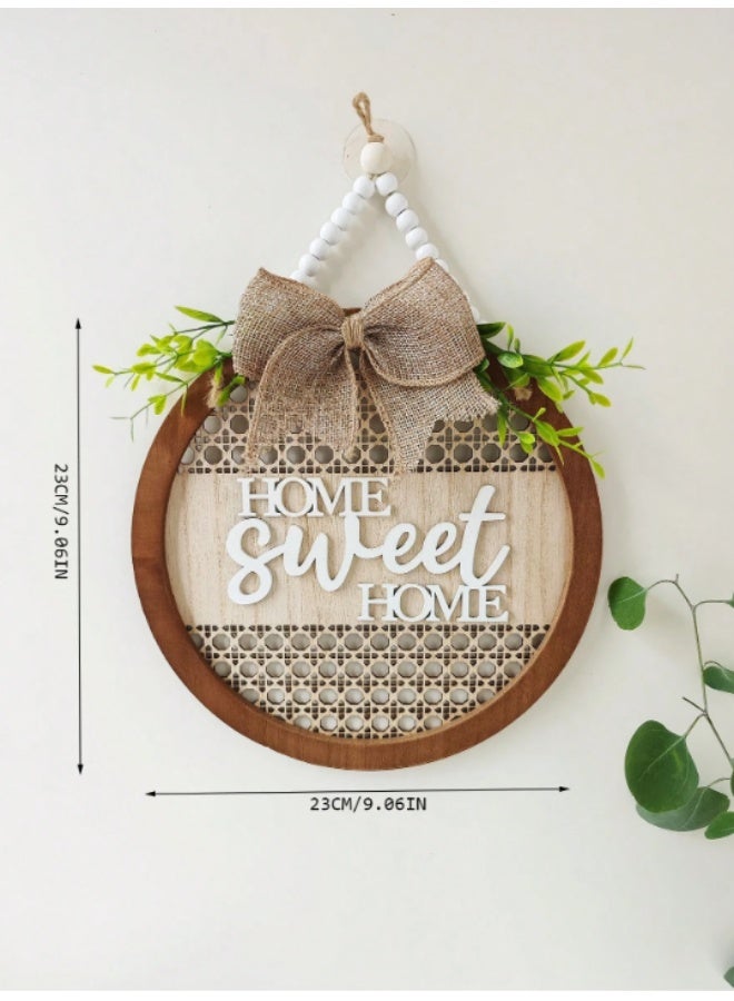 Decorhills Welcome Sign Front Door with “Home Sweet Home” Quote, Farmhouse Front Door Wreath, Wooden Welcome Door Decoration for Porch, Entryway, Home Decor - Image 4